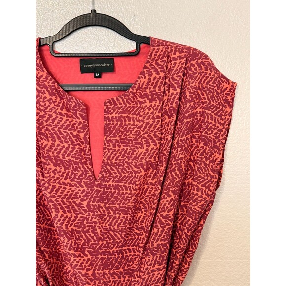 Anthropologie 100% Silk Corey Lynn Calter Sleeveless Medium Mini Dress Red Print - Picture 4 of 9